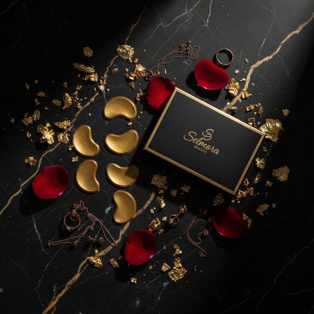 Gold Eye Patches - Dark Marble Flat Lay